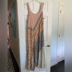 Free People patchwork boho sleeveless maxi dress Sz M cottage core romantic